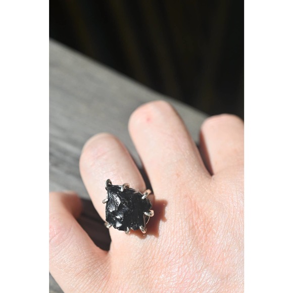 Obsidian Ring, raw stone rings - Picture 3 of 3